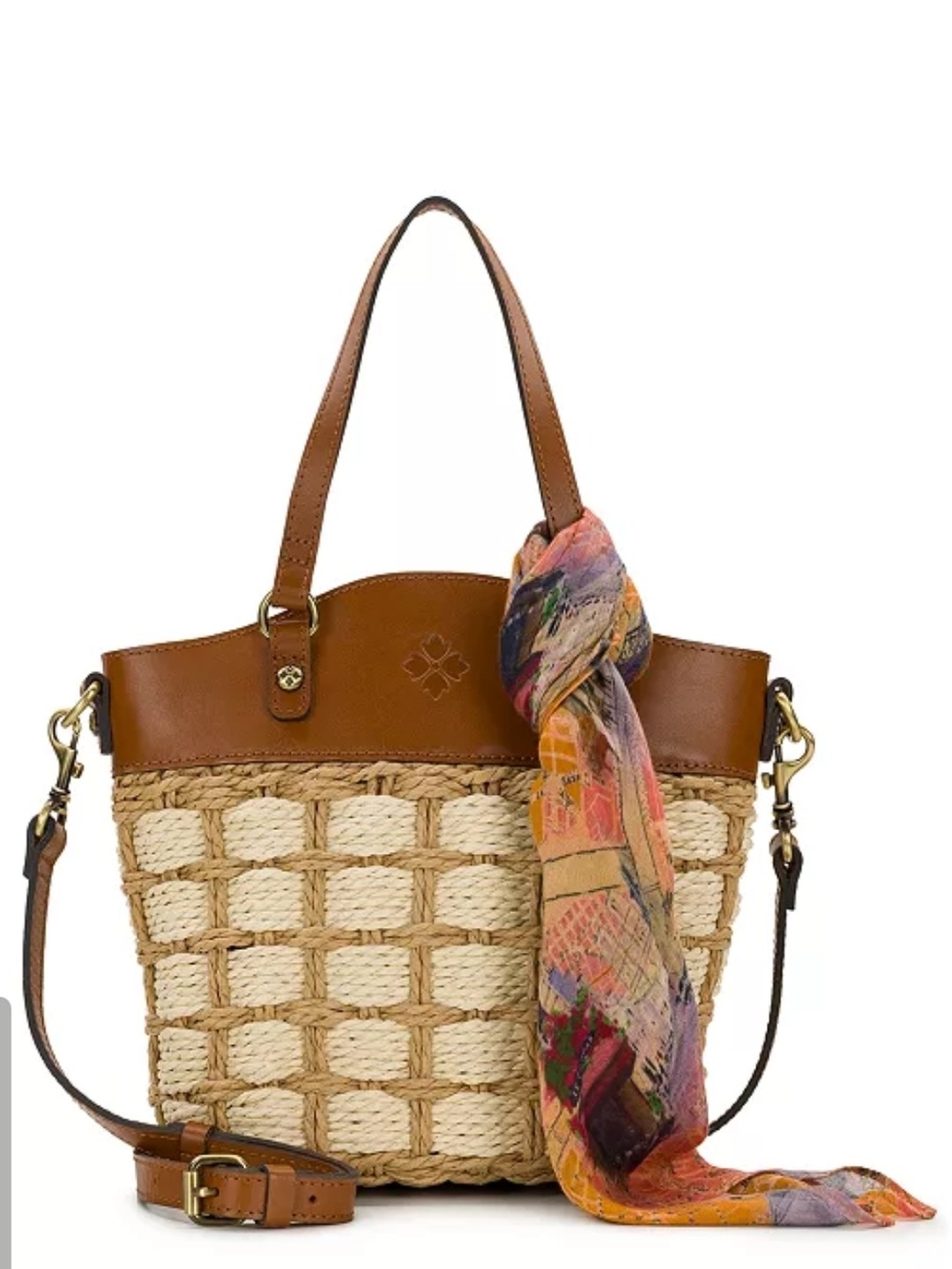 Patricia Nash Montella Hobo Basket Bag in Brown Leather and Natural Paper Straw